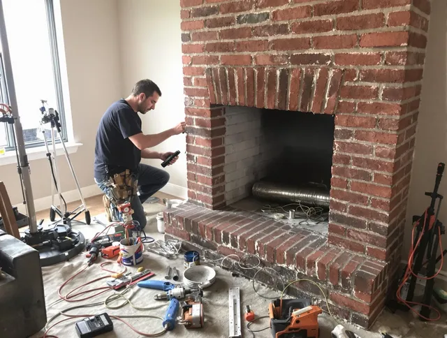 Rincon Chimney Sweep specialist finalizing chimney liner service in Rincon, GA