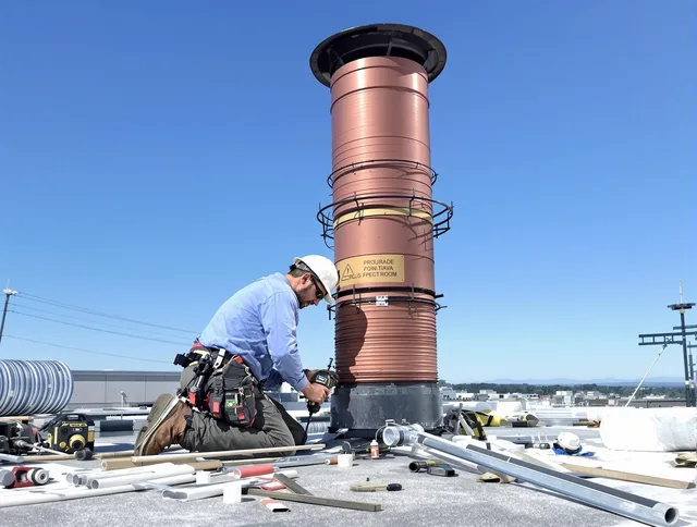 Installed chimney liner by Rincon Chimney Sweep in Rincon, GA