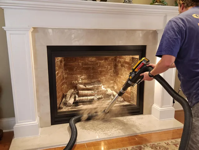 Fireplace cleaning performed by Rincon Chimney Sweep in Rincon, GA