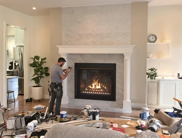 Newly installed fireplace by Rincon Chimney Sweep in Rincon, GA